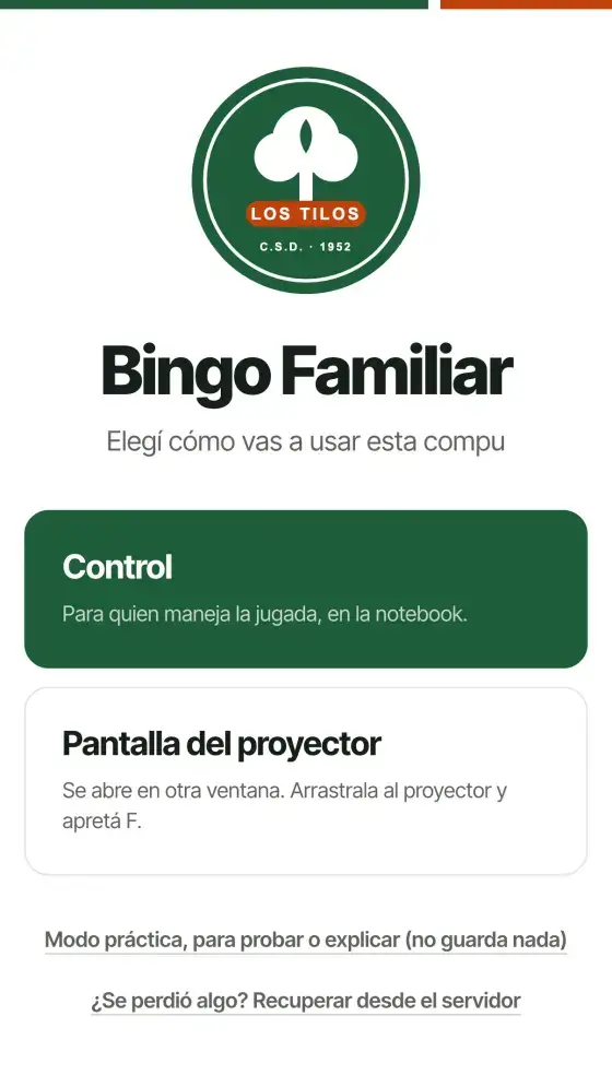 El inicio en el celular: elegir si esta compu es el control o el proyector