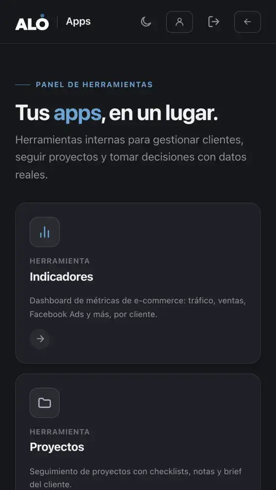 El inicio del portal en el celular