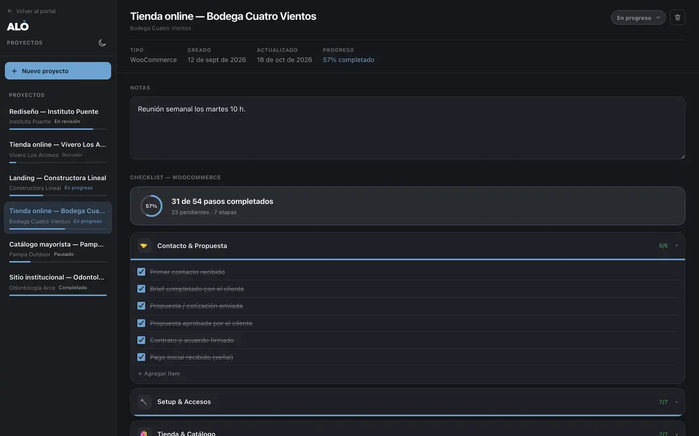 Proyectos: una tienda online con su checklist