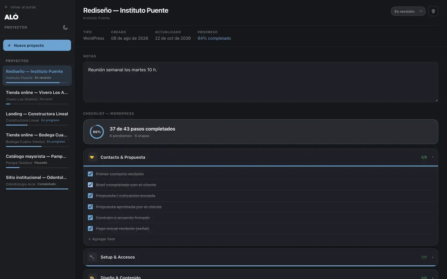 Proyectos: un rediseño con su checklist por etapas