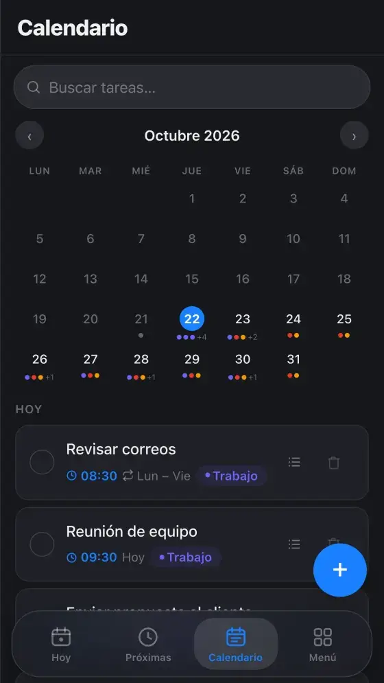 El calendario del mes en el celular