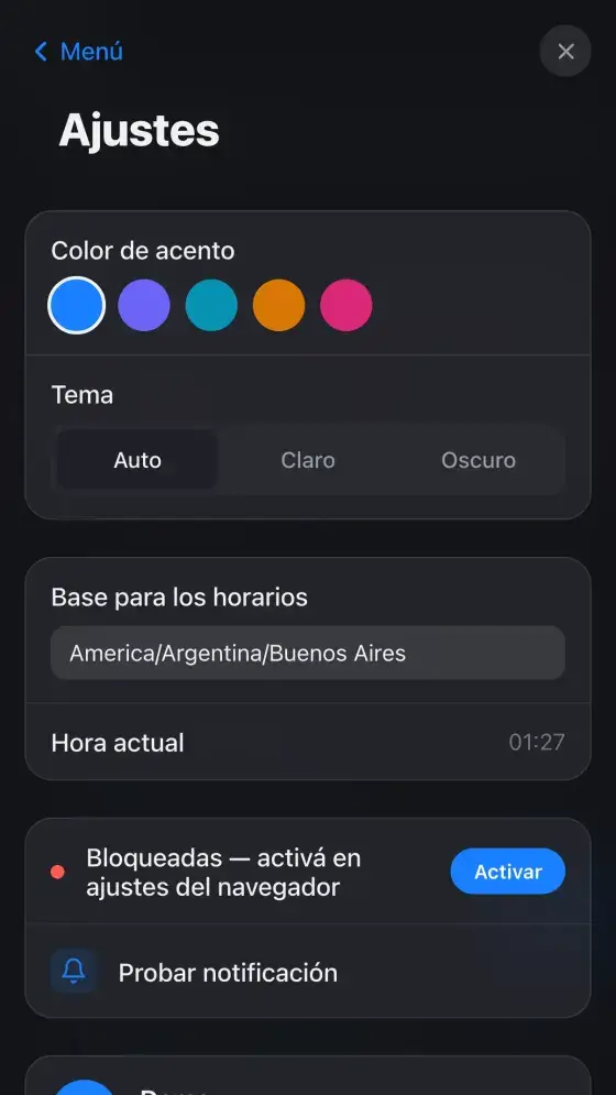 Ajustes en el celular