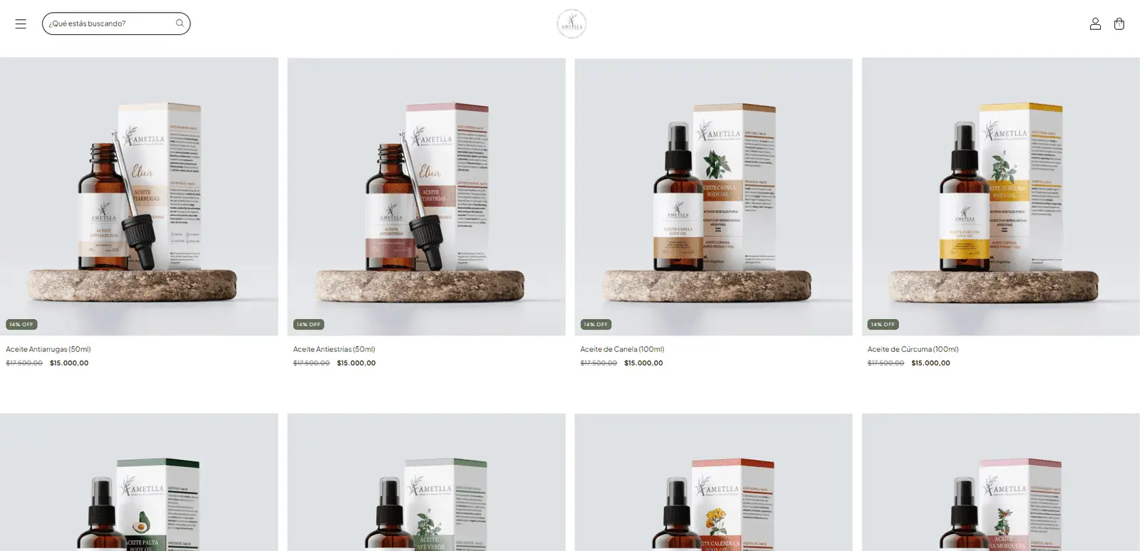 Grilla de productos · aceites corporales con precio