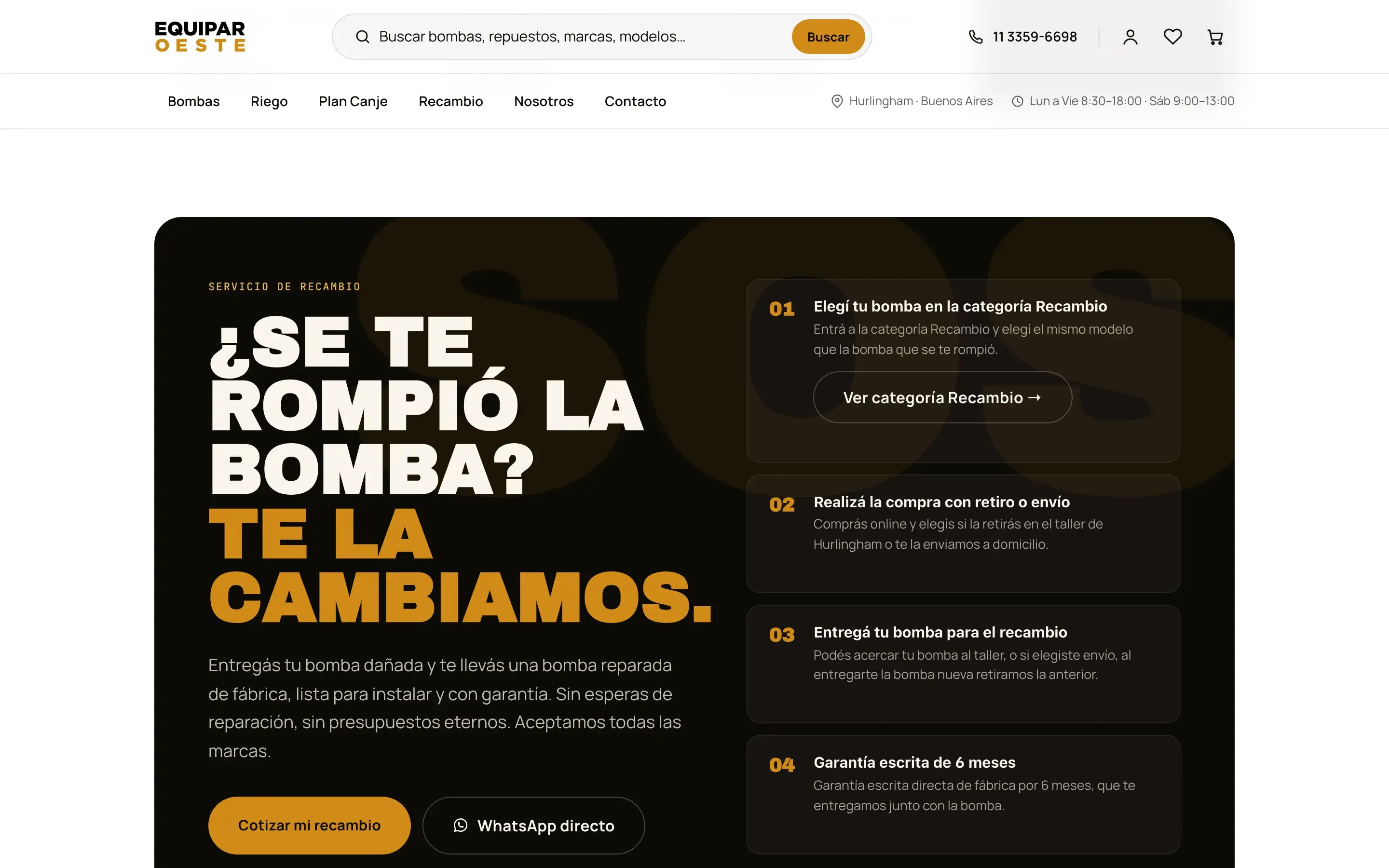 Servicio de recambio · el proceso explicado en cuatro pasos