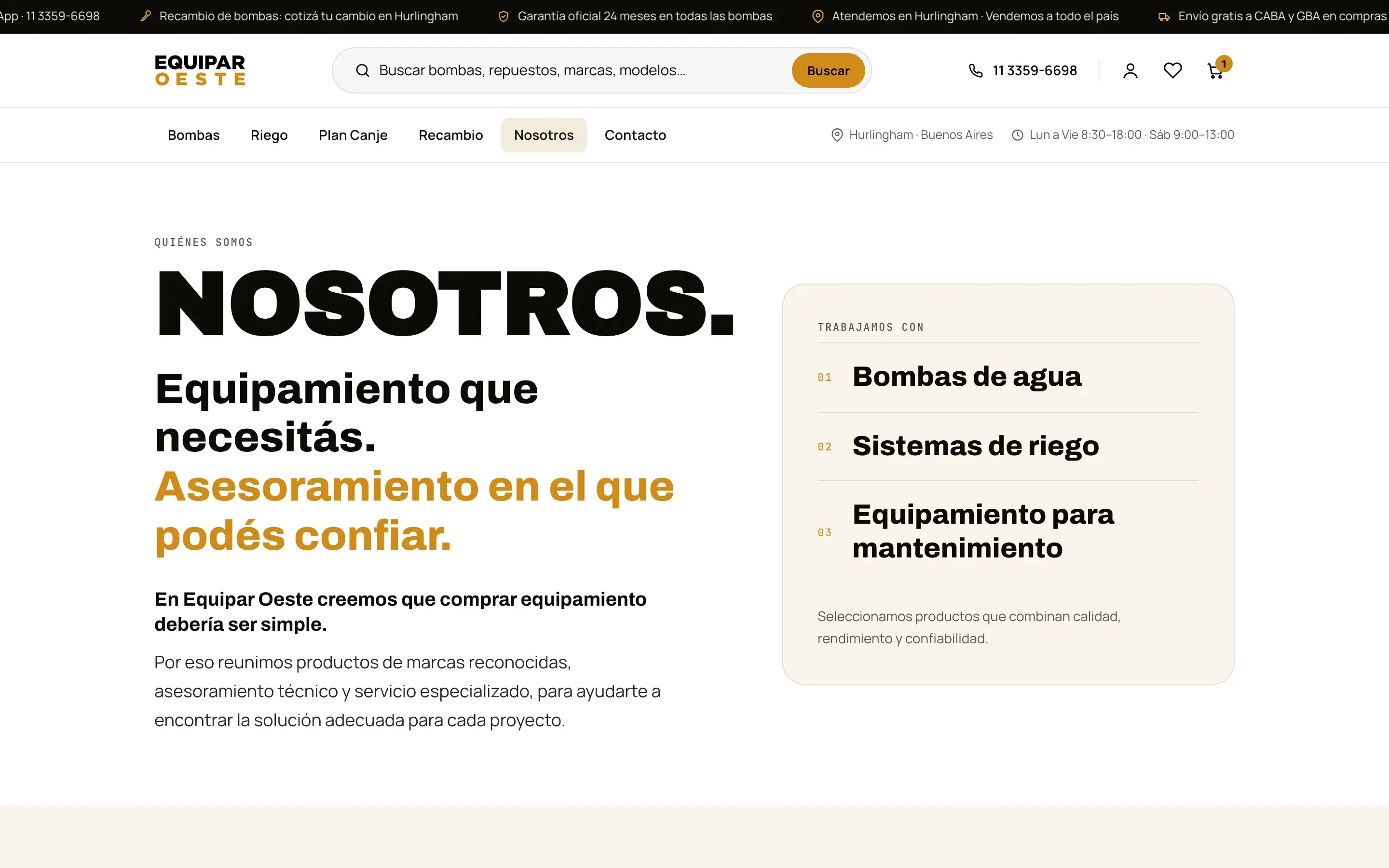 Nosotros · la historia del negocio y sus rubros