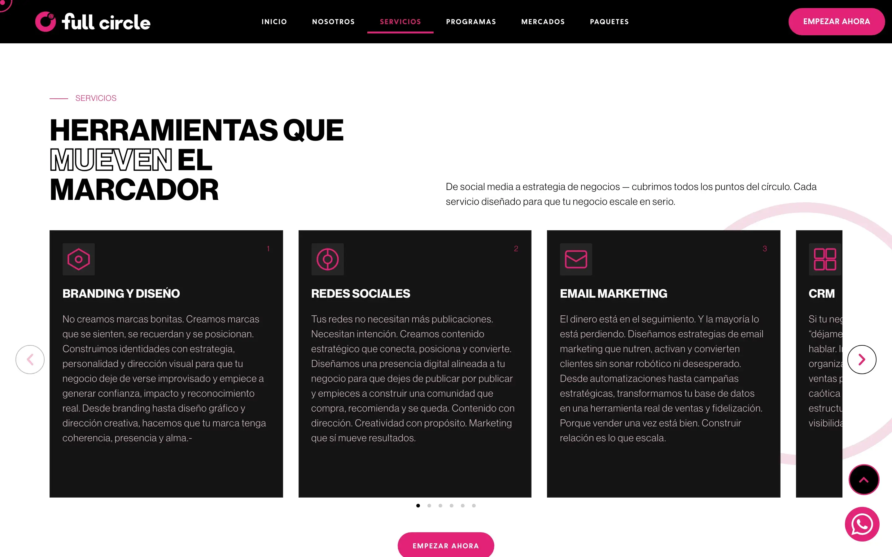 Servicios · las 8 herramientas numeradas