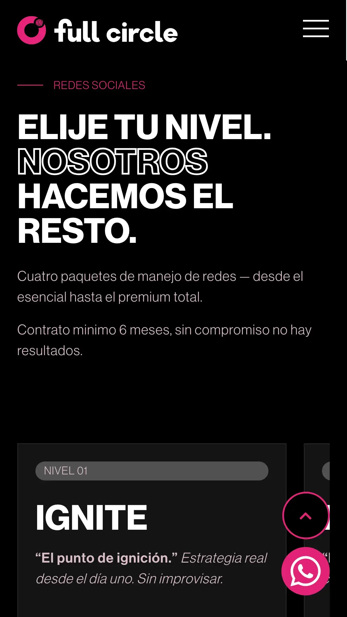 Paquetes · tarjetas apiladas en mobile