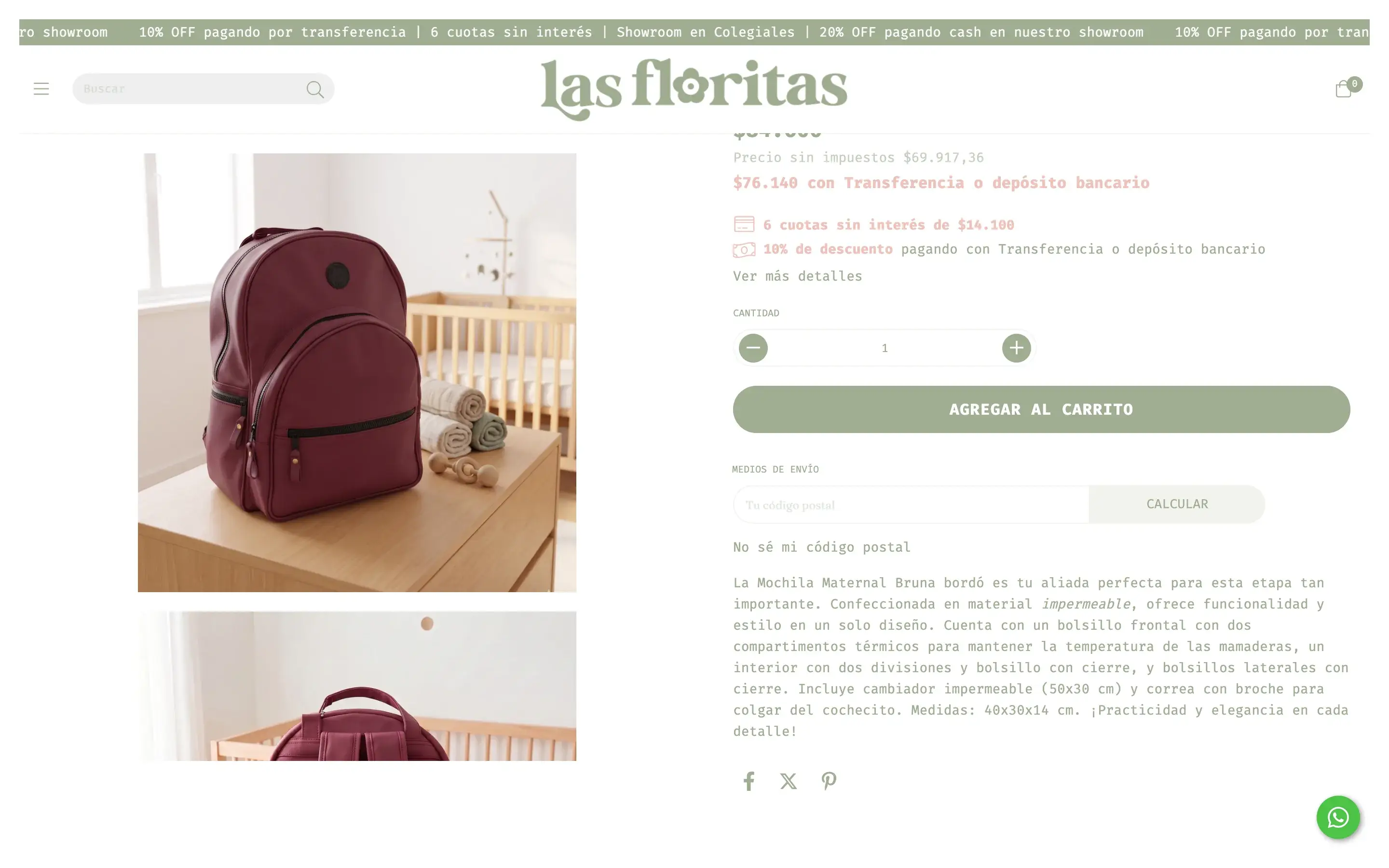 Ficha de producto · Mochila Bruna bordó