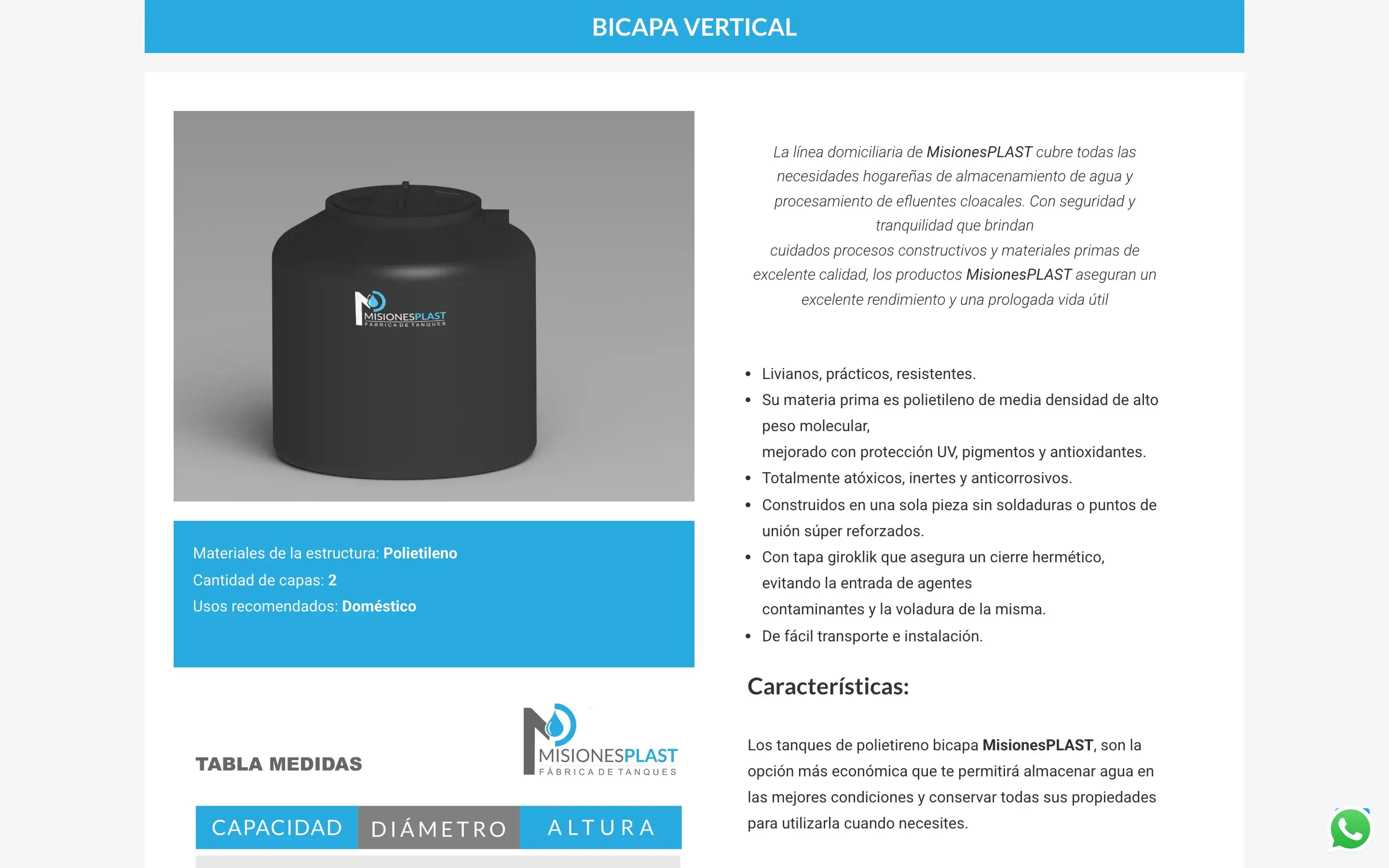 Ficha de producto · tanque bicapa vertical (domiciliario)