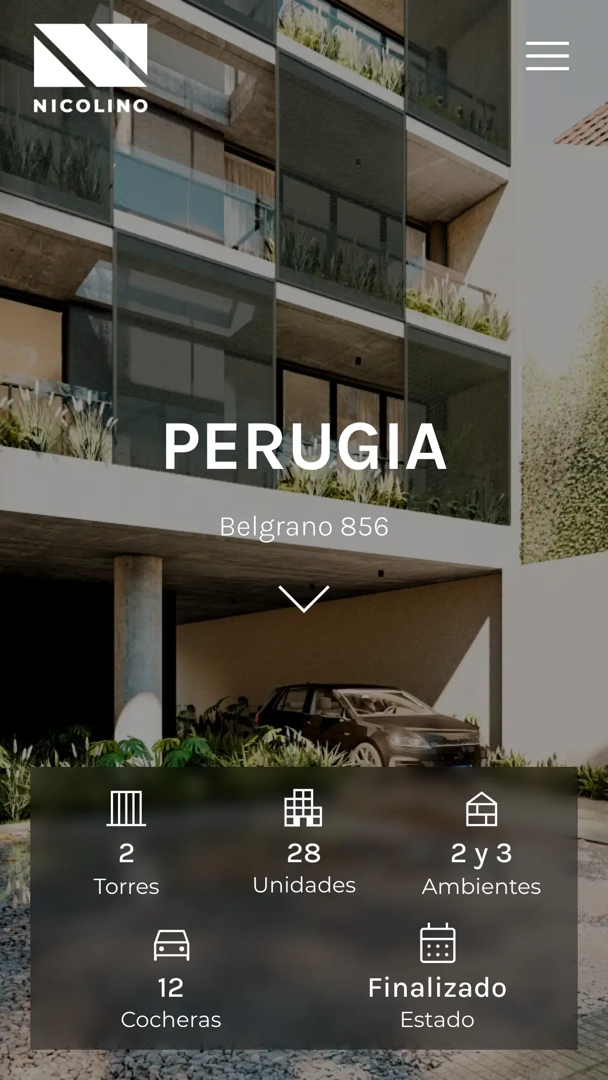 Página de proyecto en mobile