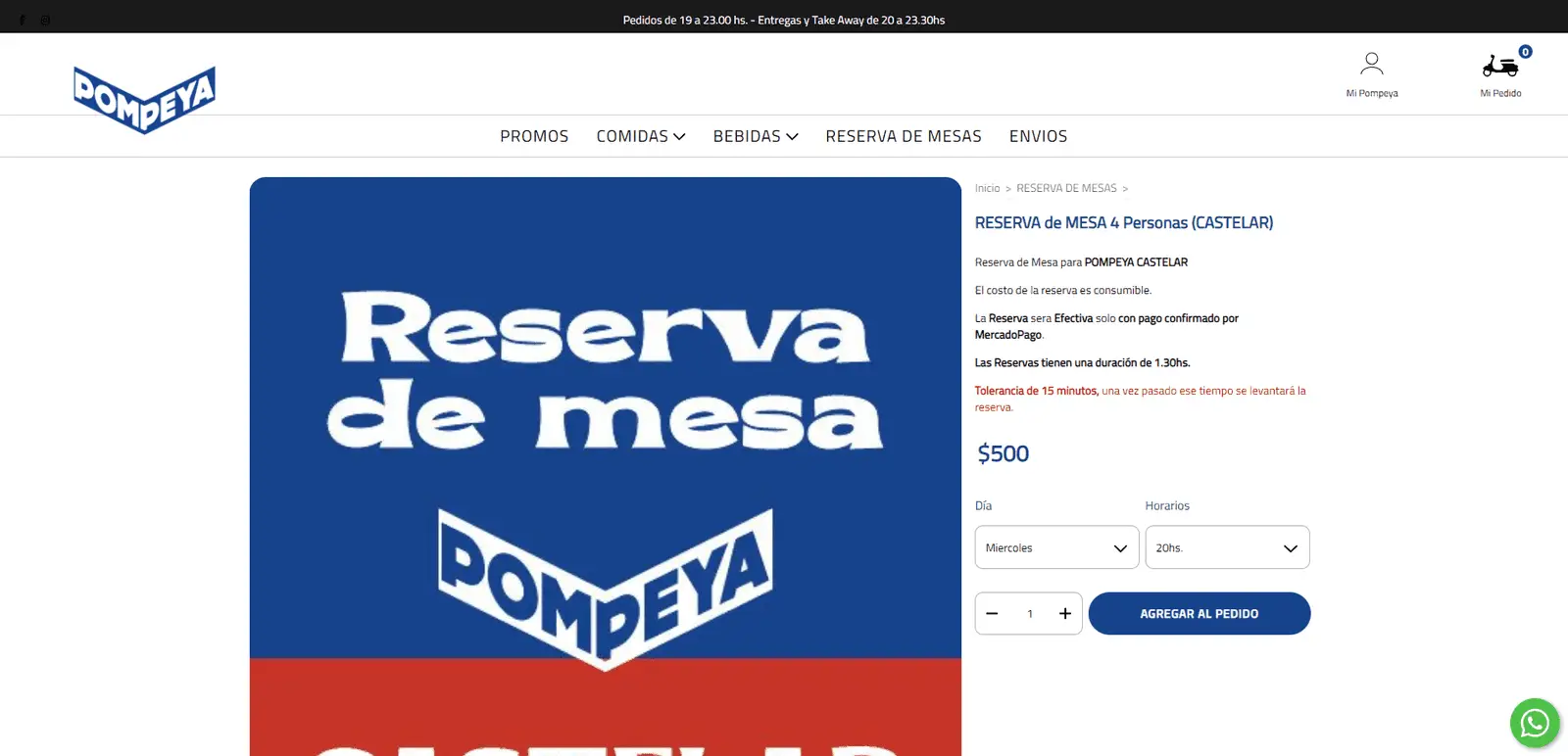 Reserva de mesa · fecha, hora y seña